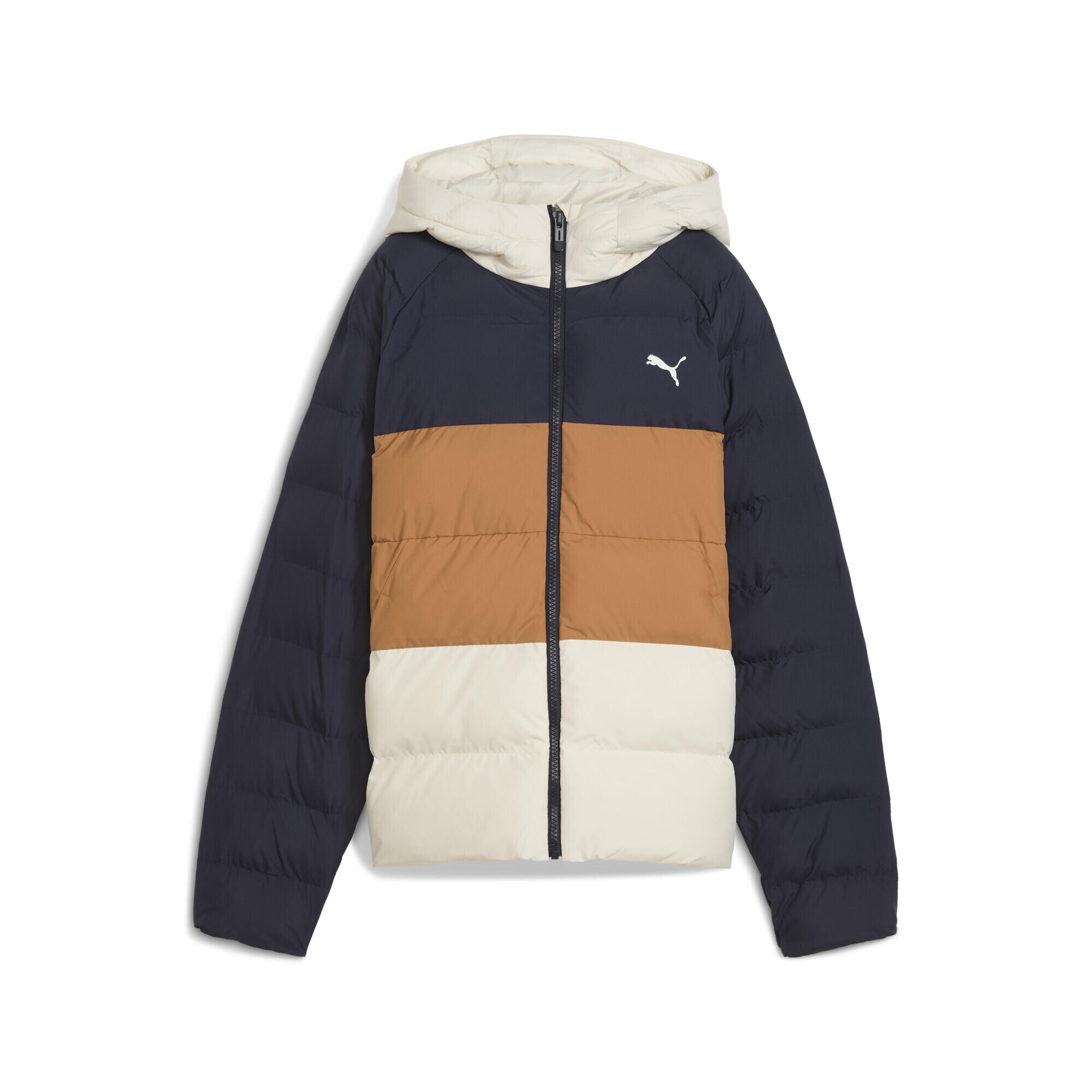 Młodzieżowa pikowana kurtka z kapturem PUMA New Navy Blue
