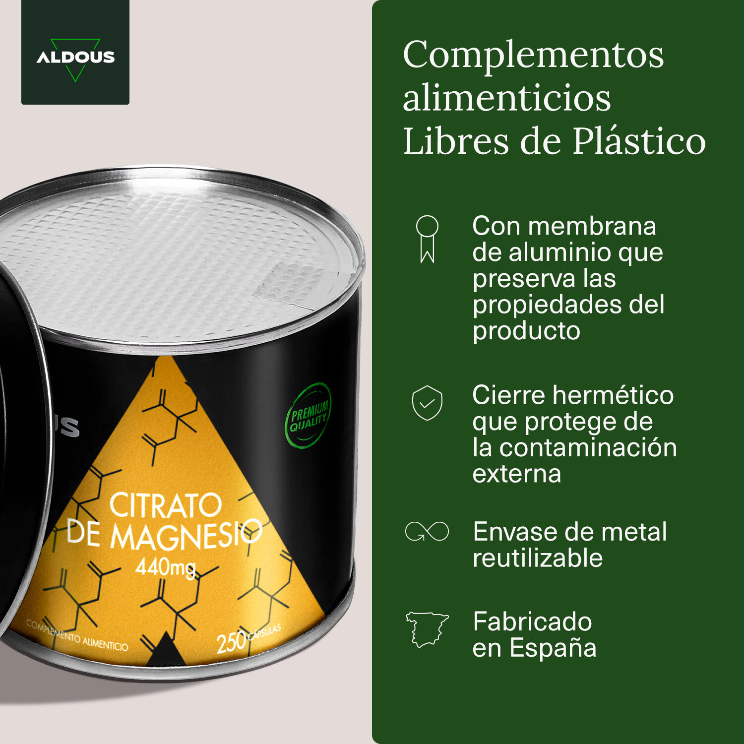 Citrato de Magnesio Aldous | 250 Cápsulas 5/6