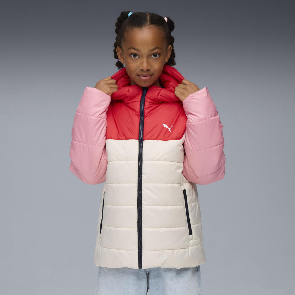 Młodzieżowa kurtka ocieplana Essentials z kapturem PUMA Alpine Snow White