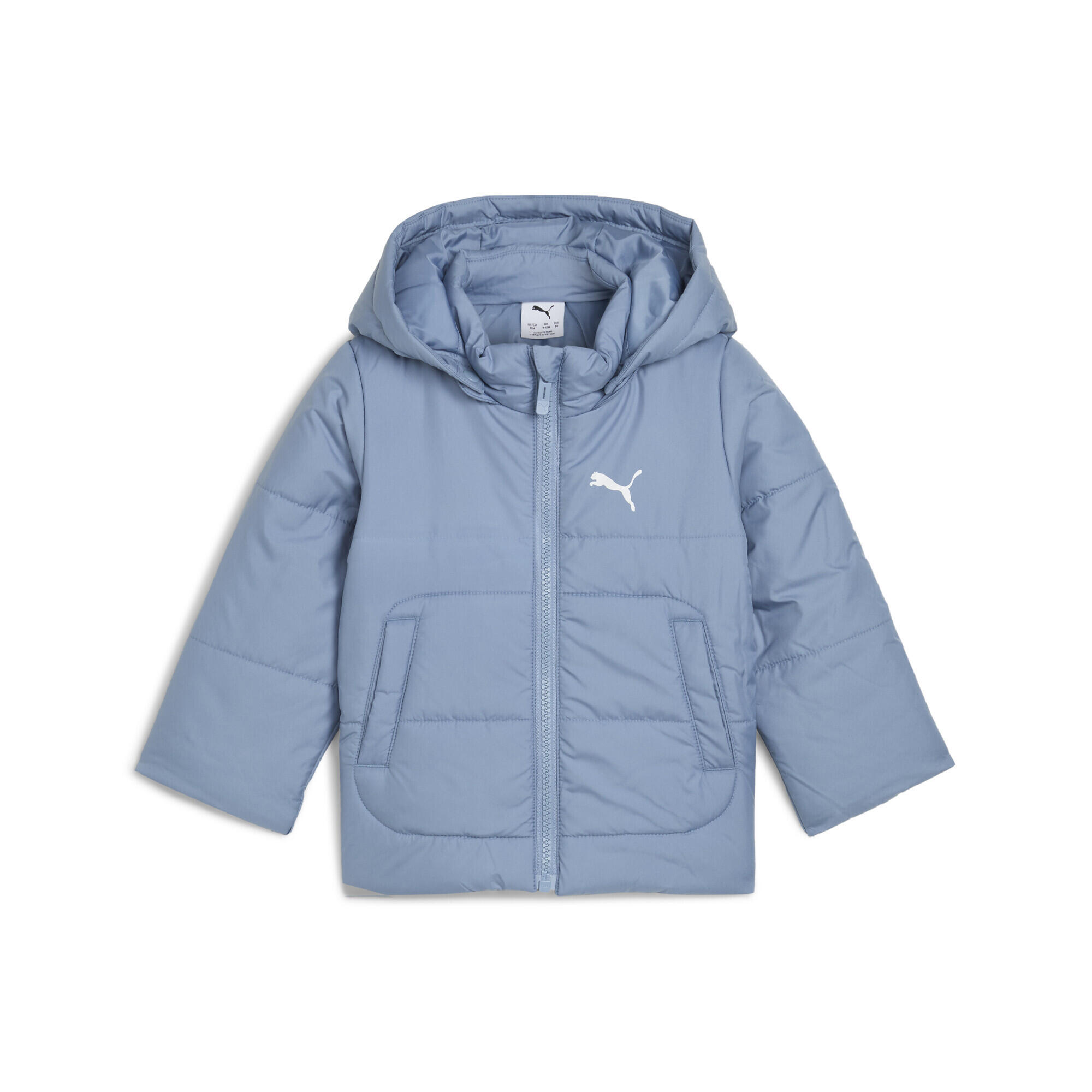 Geacă de vatelină alergare bebe cu glugă, Minicats, verde PUMA