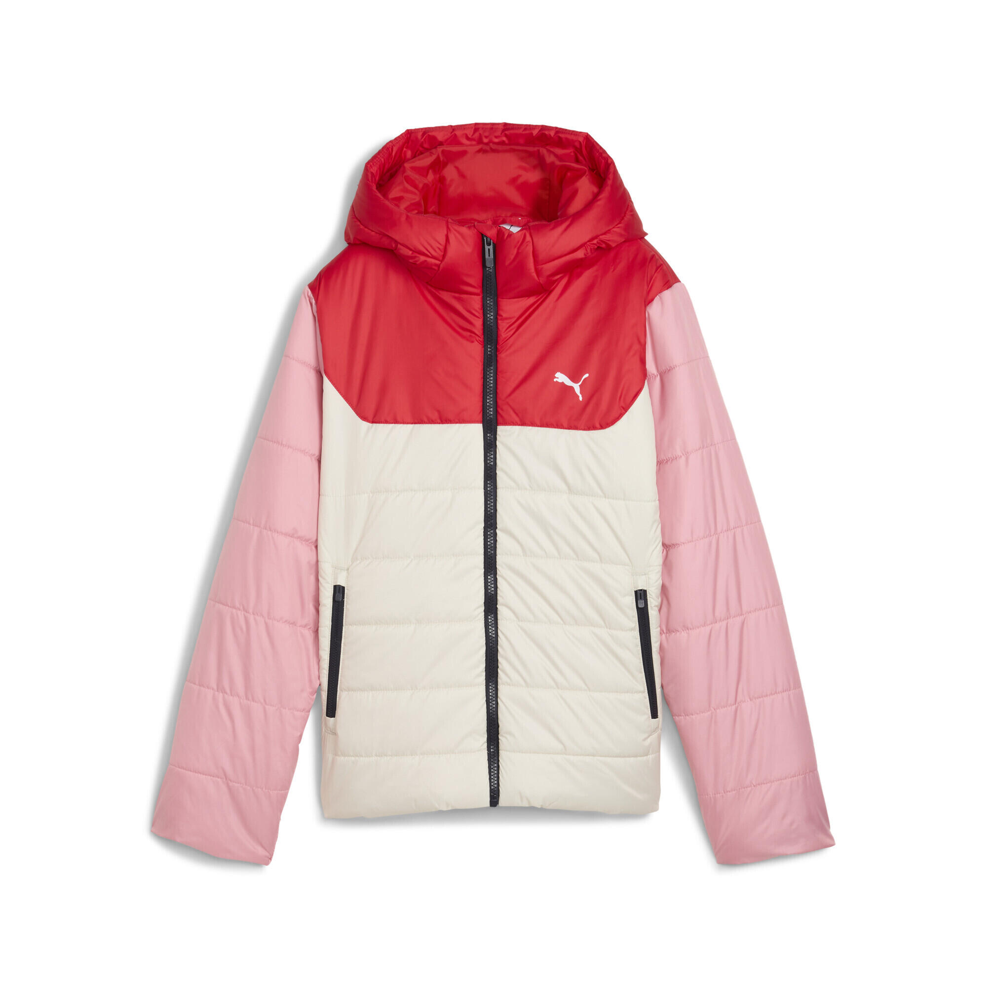 Młodzieżowa kurtka ocieplana Essentials z kapturem PUMA Alpine Snow White