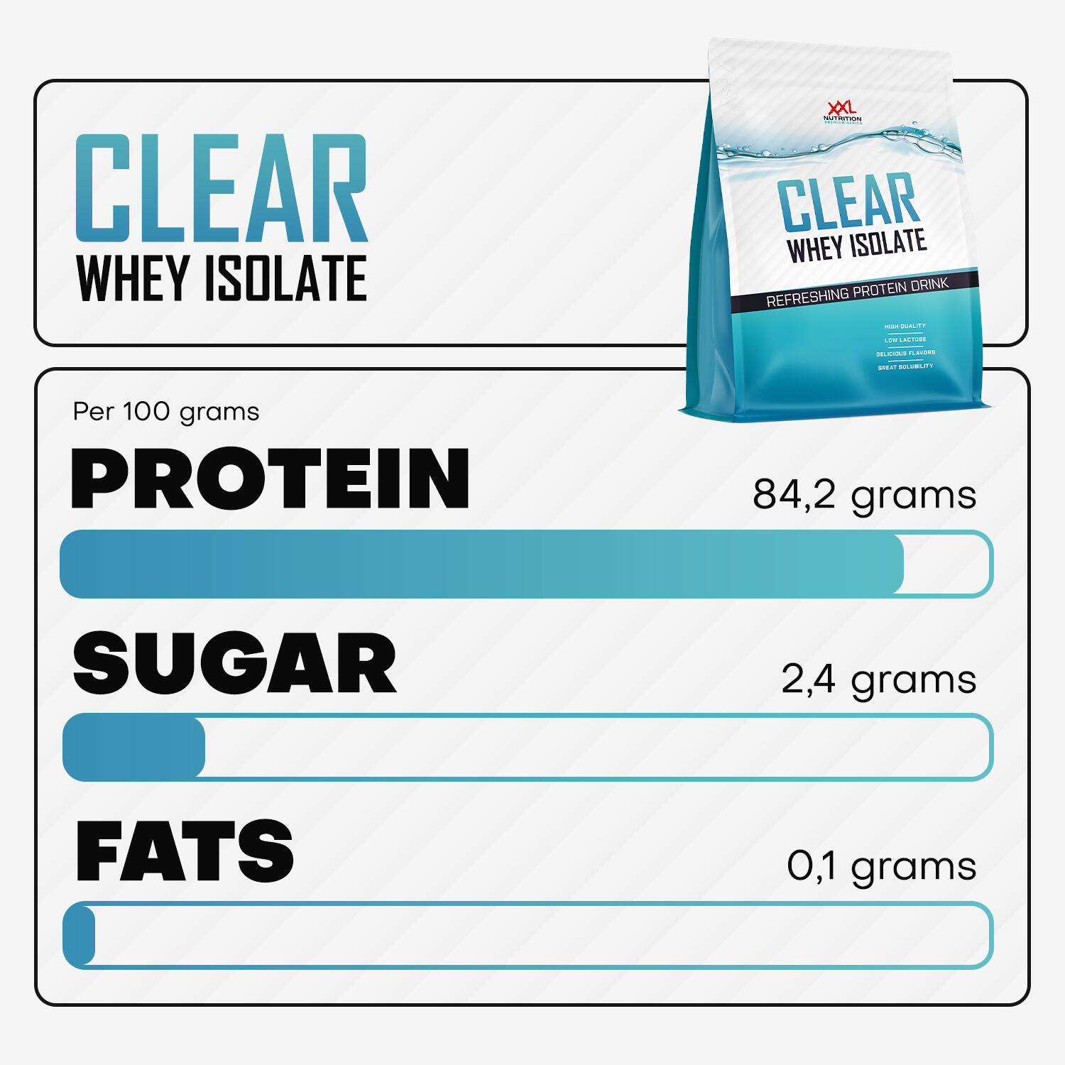 Clear Whey Isolate - 84% Eiwit, Proteïne Limonade - Sinaasappel - 1000 gram 3/7