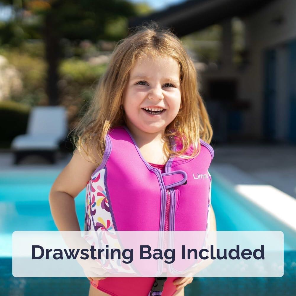 Limmys Premium neopreen zwemvest  kinderen - trekkoord tas inbegrepen 7/8