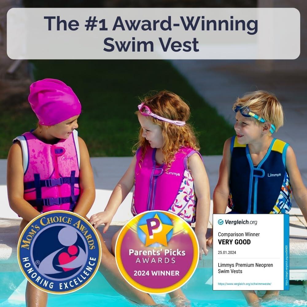 Limmys Premium neopreen zwemvest  kinderen - trekkoord tas inbegrepen 2/8