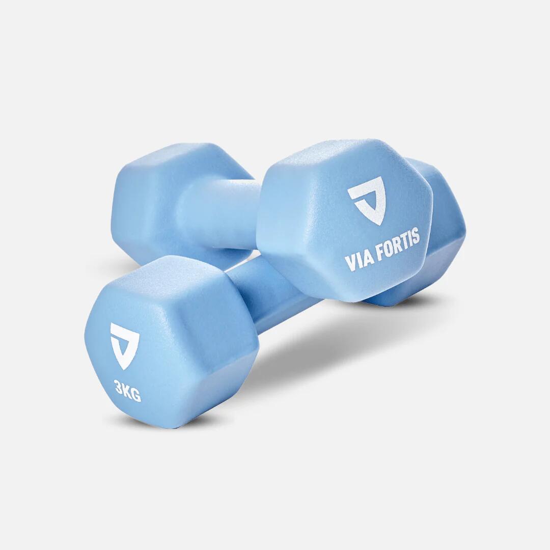VIA FORTIS Halteres premium em neoprene, antiderrapantes, para musculação e fortalecimento