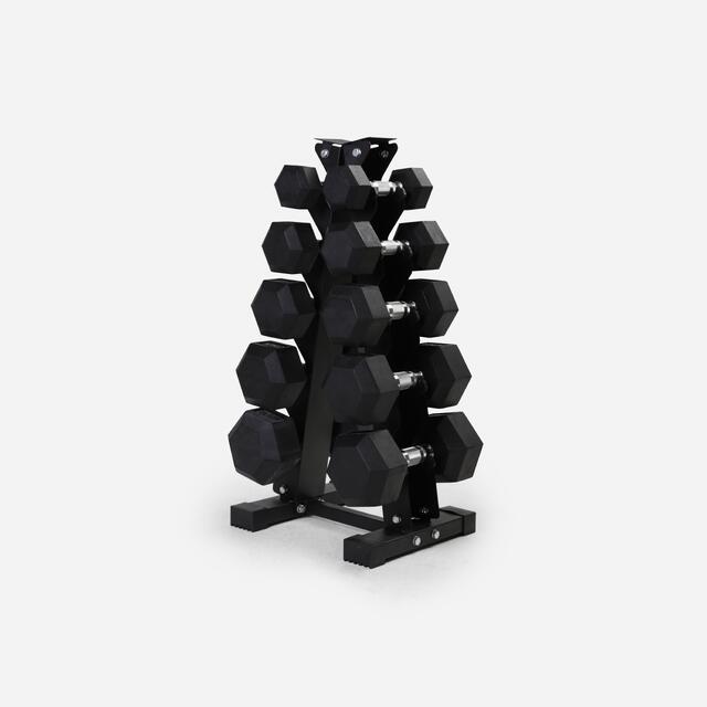 NORTHERN 2.5/5/7.5/10KG/12.5kg Hex Dumbbell Set + 5 Tier A-Frame Storage Holder Rack