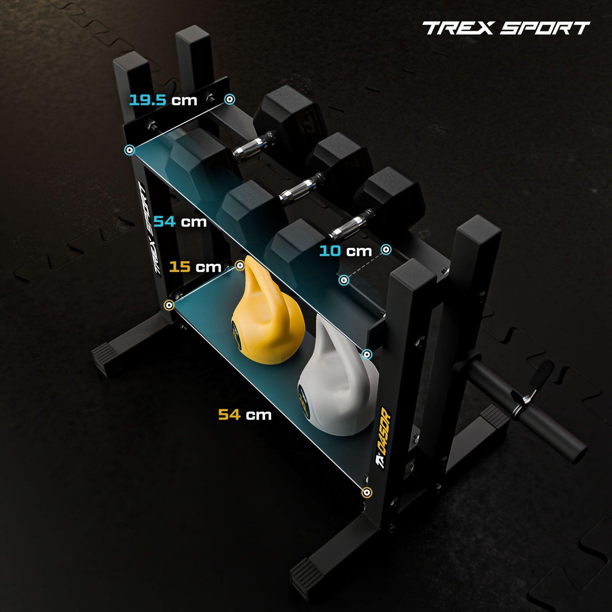 Stojak na hantle i obciążenia Trex Sport TX-045DR trzpienie 2-półki do 320kg 3/7