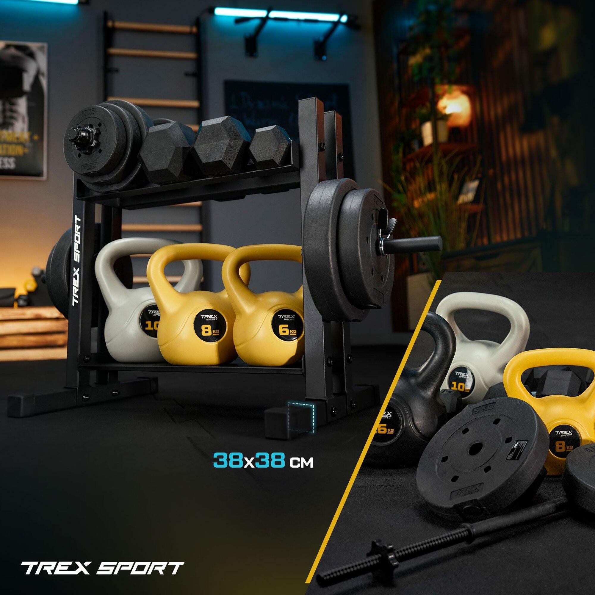 Stojak na hantle i obciążenia Trex Sport TX-045DR trzpienie 2-półki do 320kg 2/7