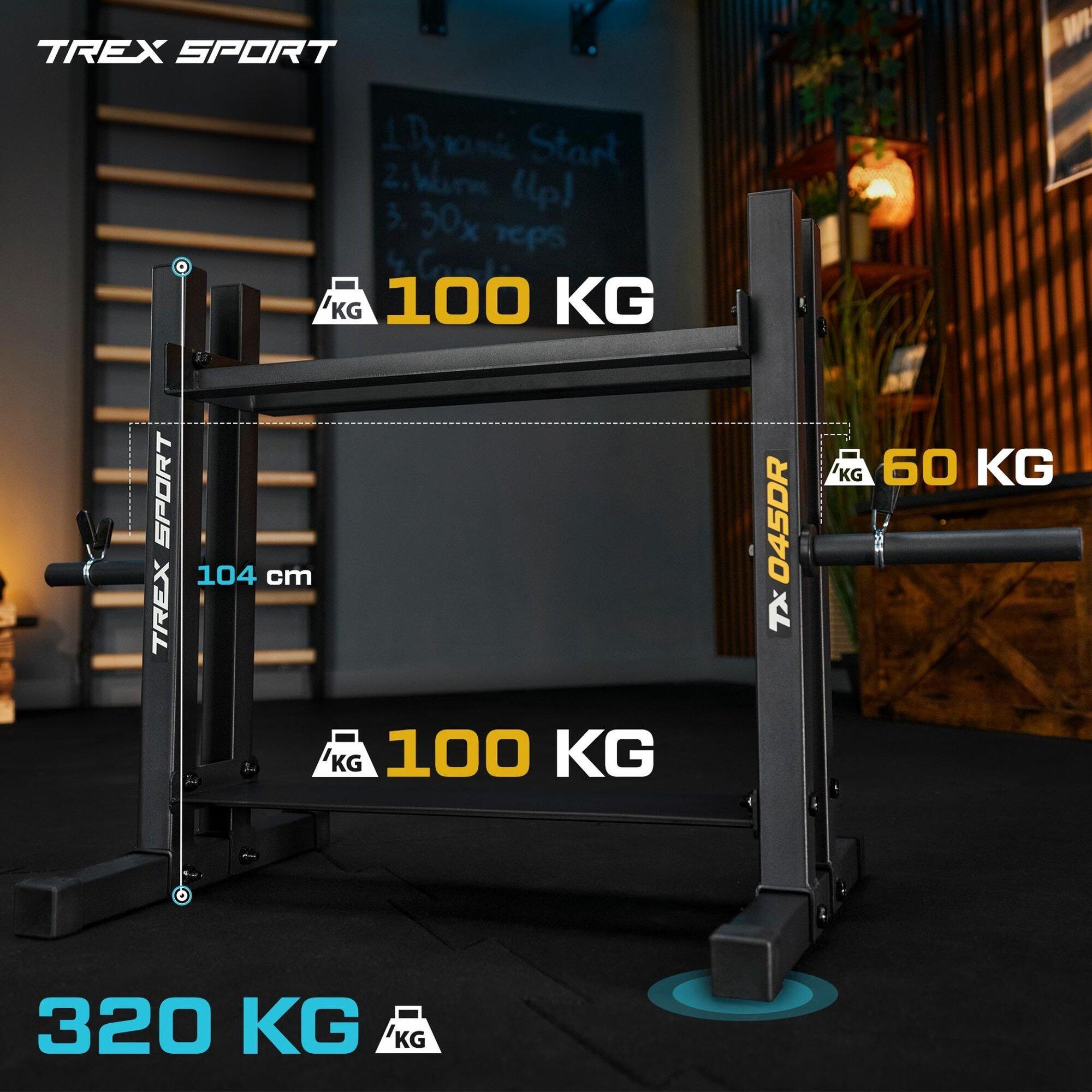 Stojak na hantle i obciążenia Trex Sport TX-045DR trzpienie 2-półki do 320kg 5/7