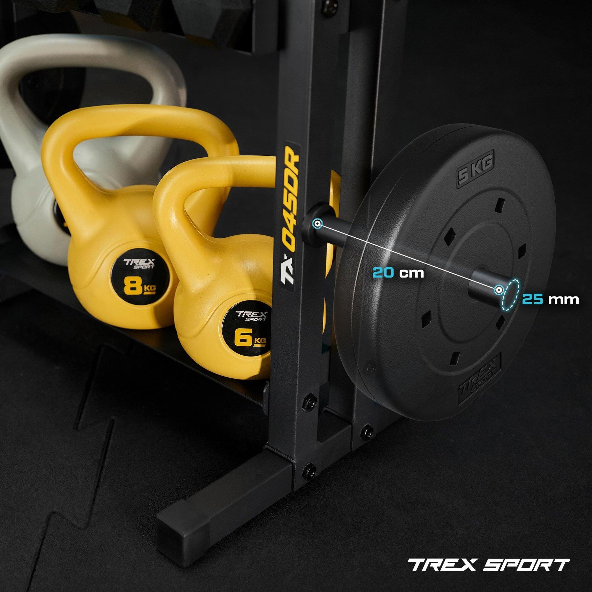Stojak na hantle i obciążenia Trex Sport TX-045DR trzpienie 2-półki do 320kg 4/7