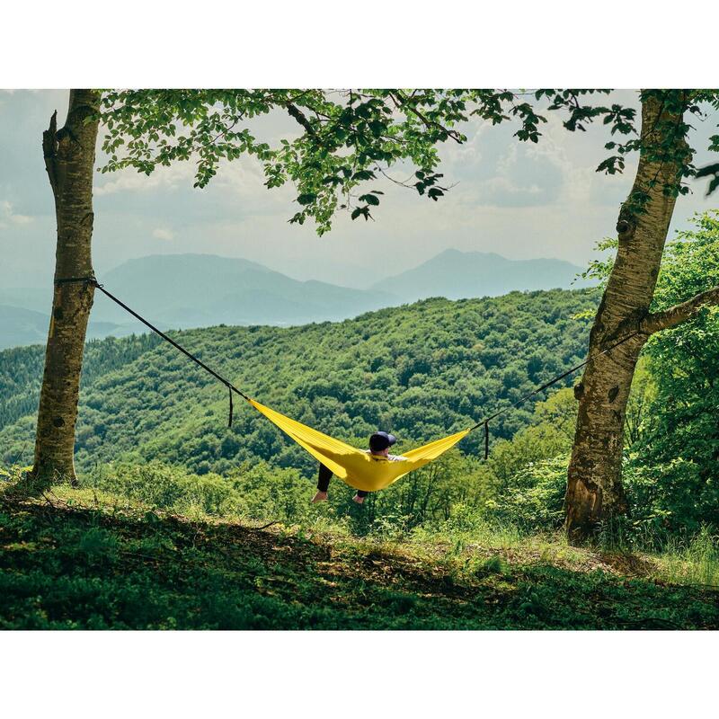Hamac hikerjoy PRO, 270x150 cm, doua curele de prindere si doua carabine, galben