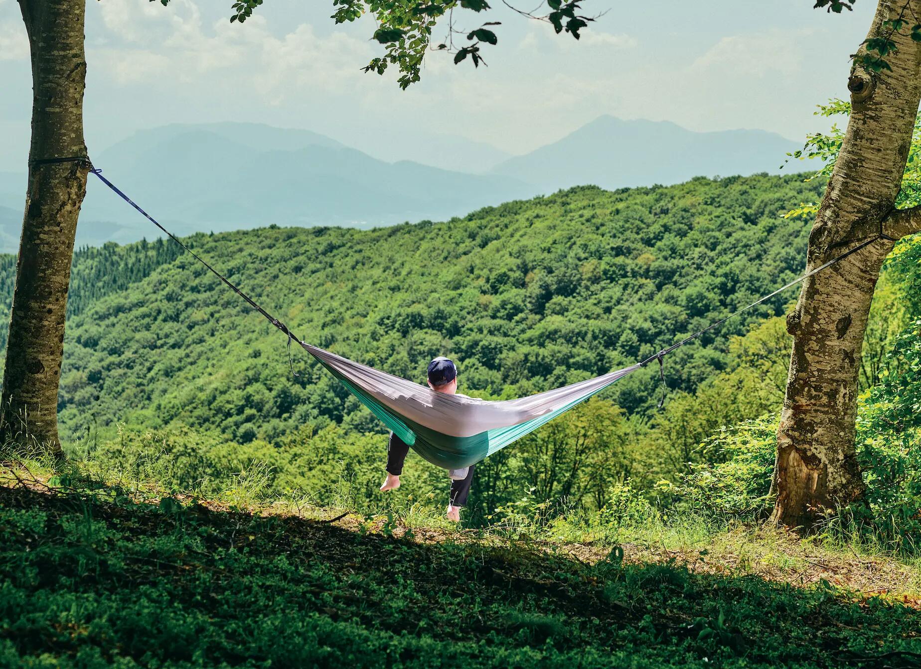 Hamac hikerjoy, 270x140 cm, curele prindere si carabine incluse, verde cu gri 7/7