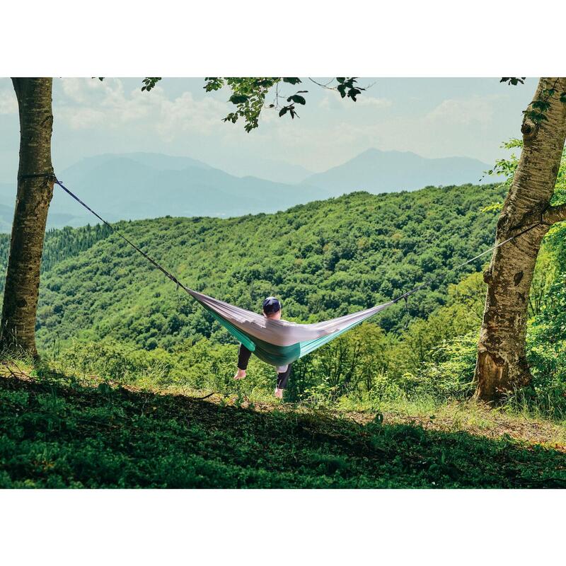 Hamac hikerjoy, 270x140 cm, curele prindere si carabine incluse, verde cu gri