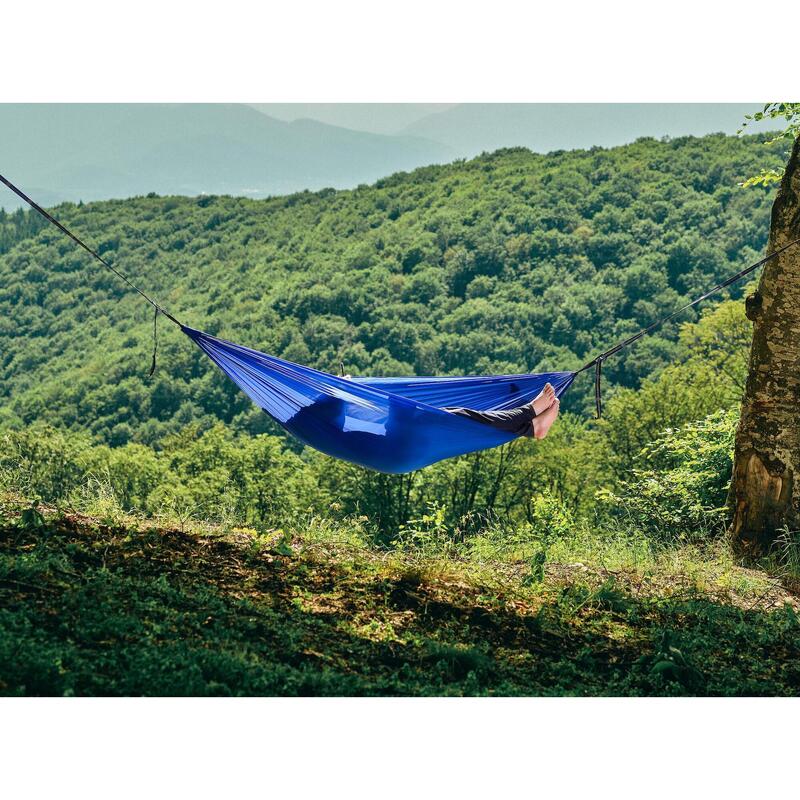 Hamac hikerjoy PRO, material ripstop, 270x150 cm, curele prindere, albastru