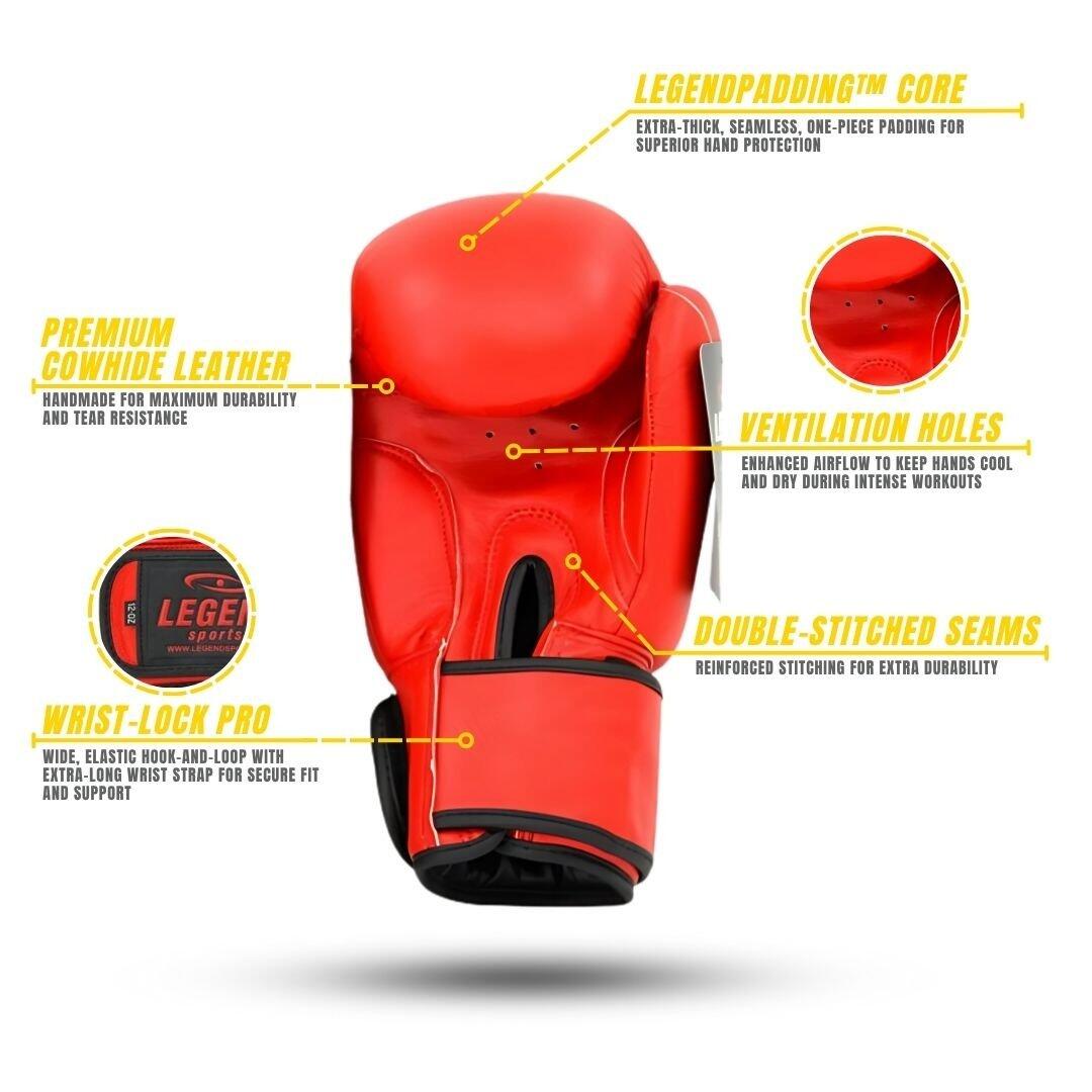 LegendPadding Bokshandschoenen Heren/Dames Rood Leer 2/5
