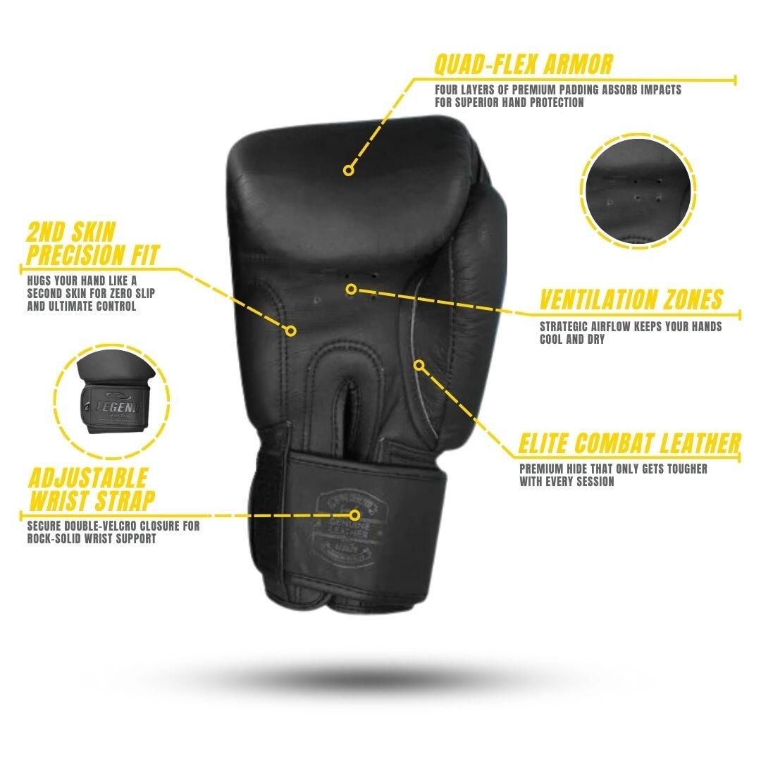 Legend Thai ELITE gants de boxe hommes/femmes noir mat 2/5