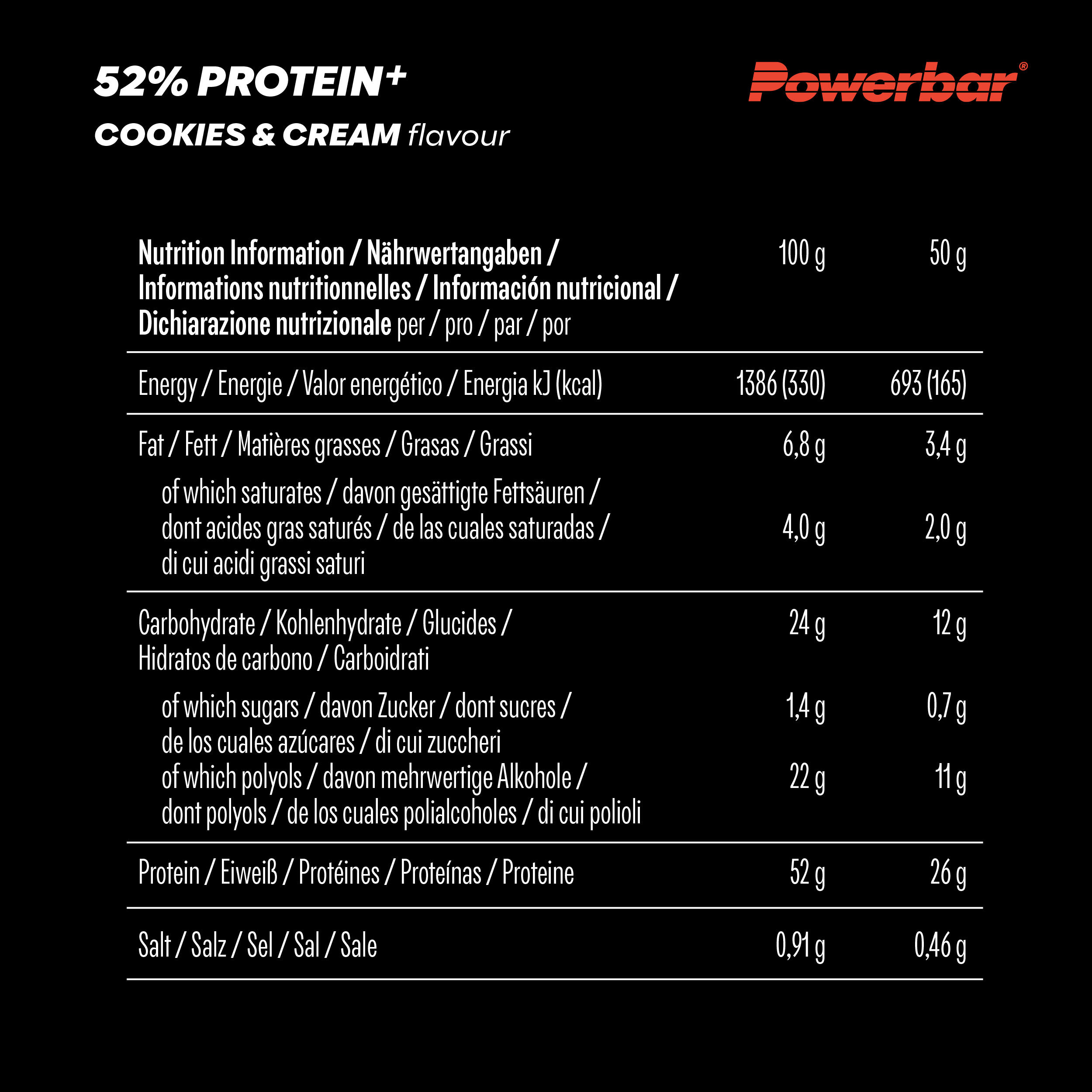 Lot de 20 Barres PowerBar 52% ProteinPlus Low Sugar Chocolate Nut 4/6