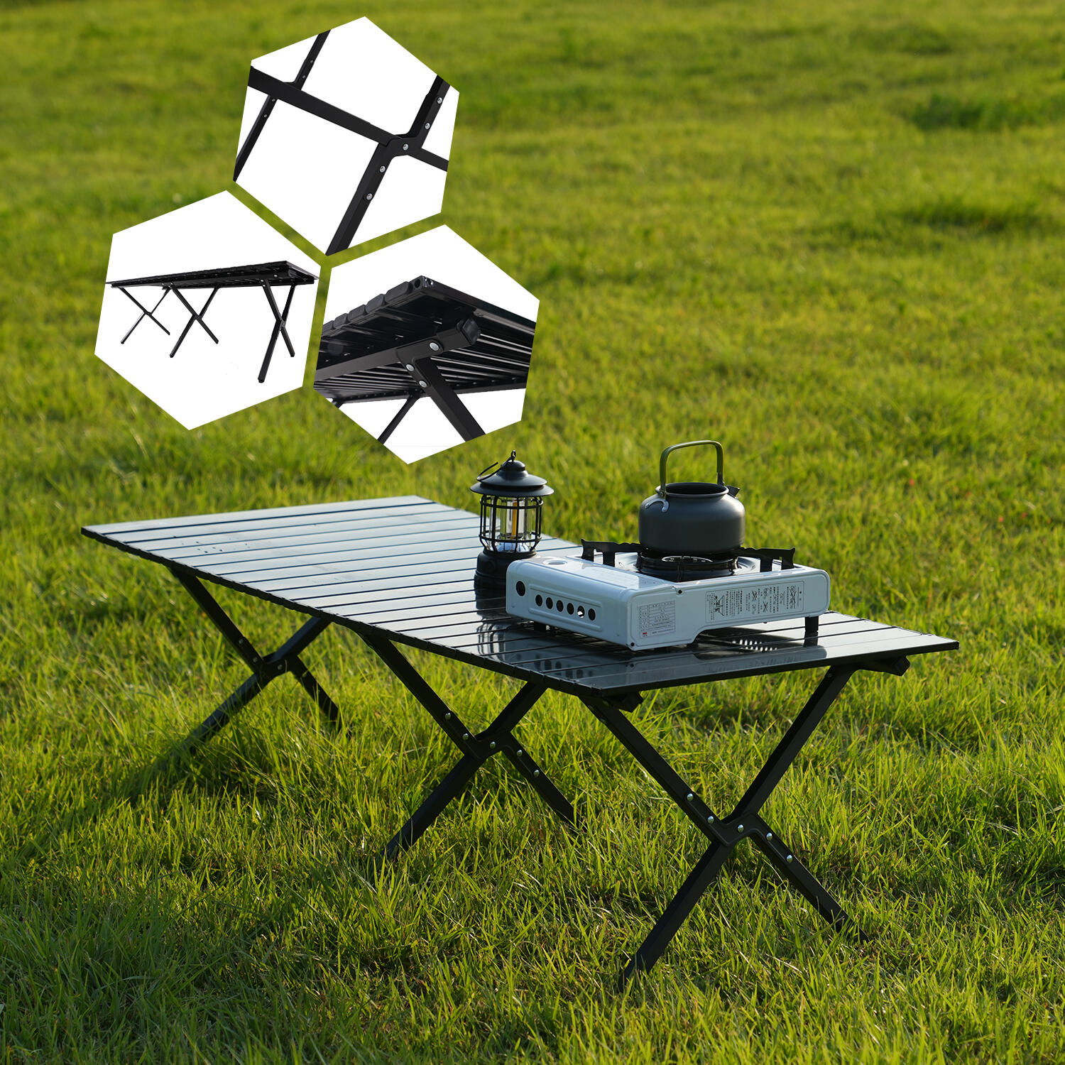 Mesa Camping Plegable CITYSPORTS Outdoor Negro Acero Carbono 5/5