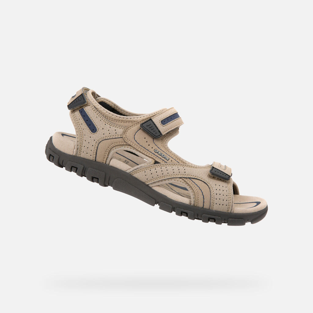 Geox - Sandales Homme U Sandal Strada Beige/bleu Marine - Sandales - Bleu|vert - Decathlon