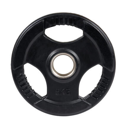 Hantelscheibe Wettkampf, gummiert, 50 mm 5 kg Gewichtheben Unisex Schwarz