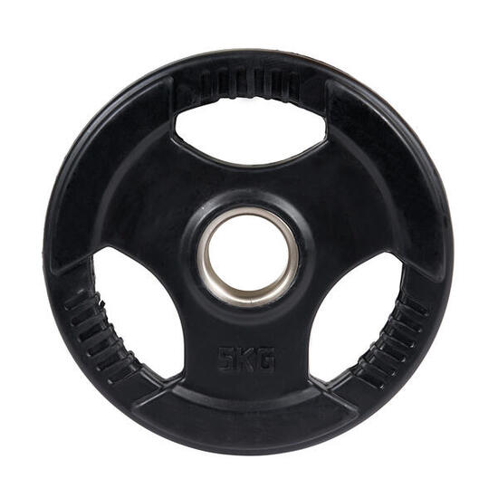 Hantelscheibe Wettkampf, gummiert, 50 mm 5 kg Gewichtheben Unisex Schwarz