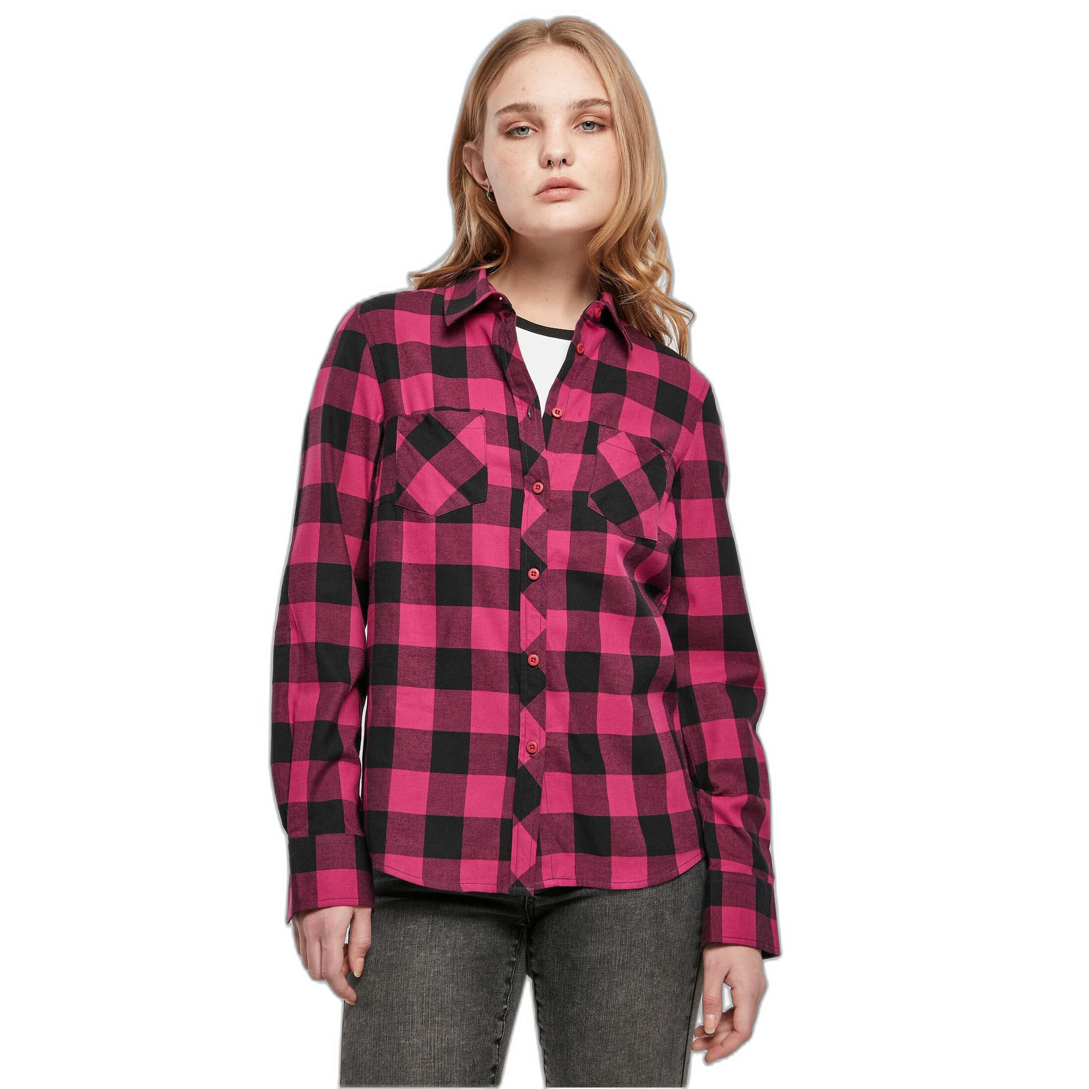 Urban Classics - Chemise En Flanelle À Carreaux Femme Urban Classics Gt - Chemise Manches Longues - Noir|violet - Decathlon