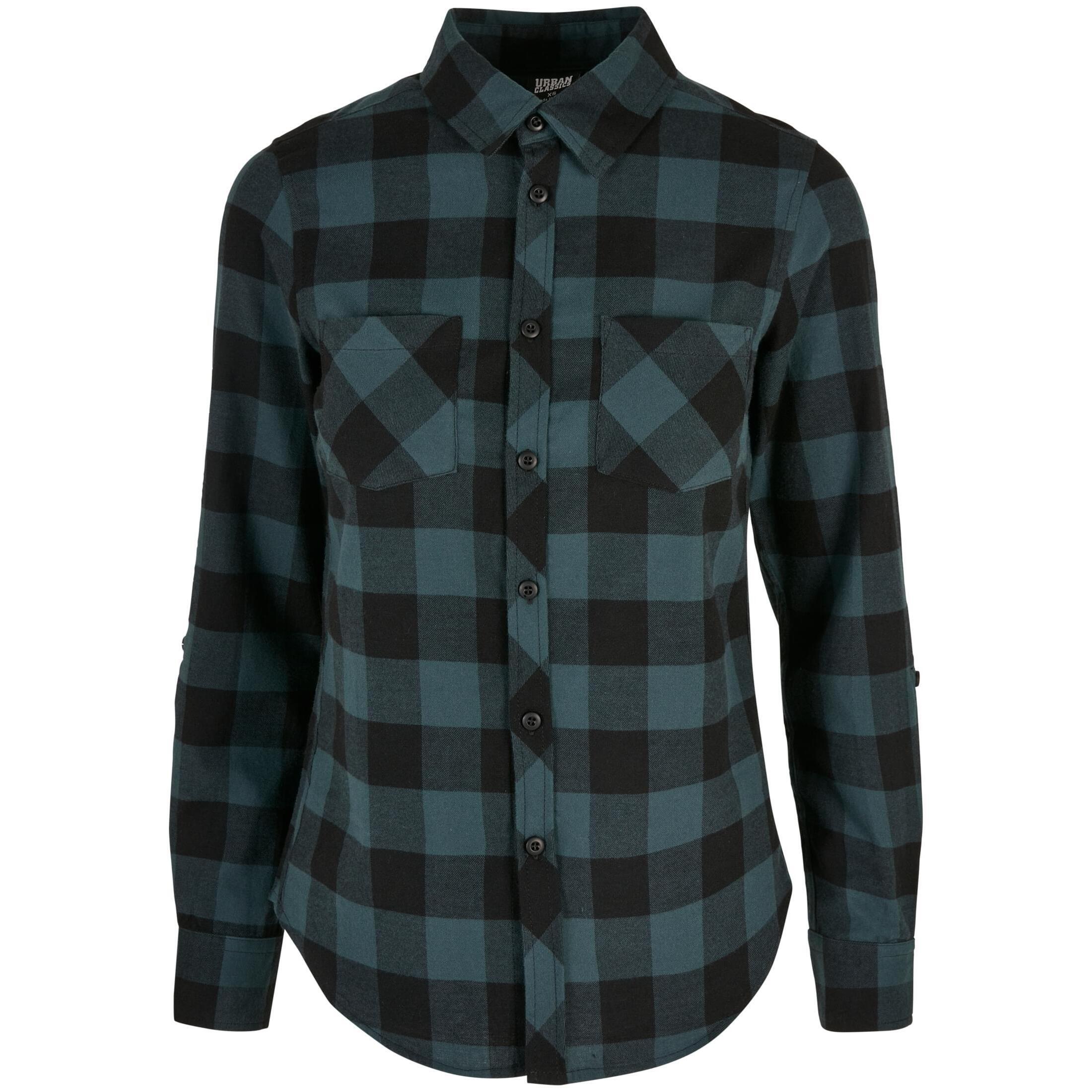 Urban Classics - Chemise En Flanelle À Carreaux Femme Urban Classics - Chemise Manches Longues - Bleu|noir - Decathlon
