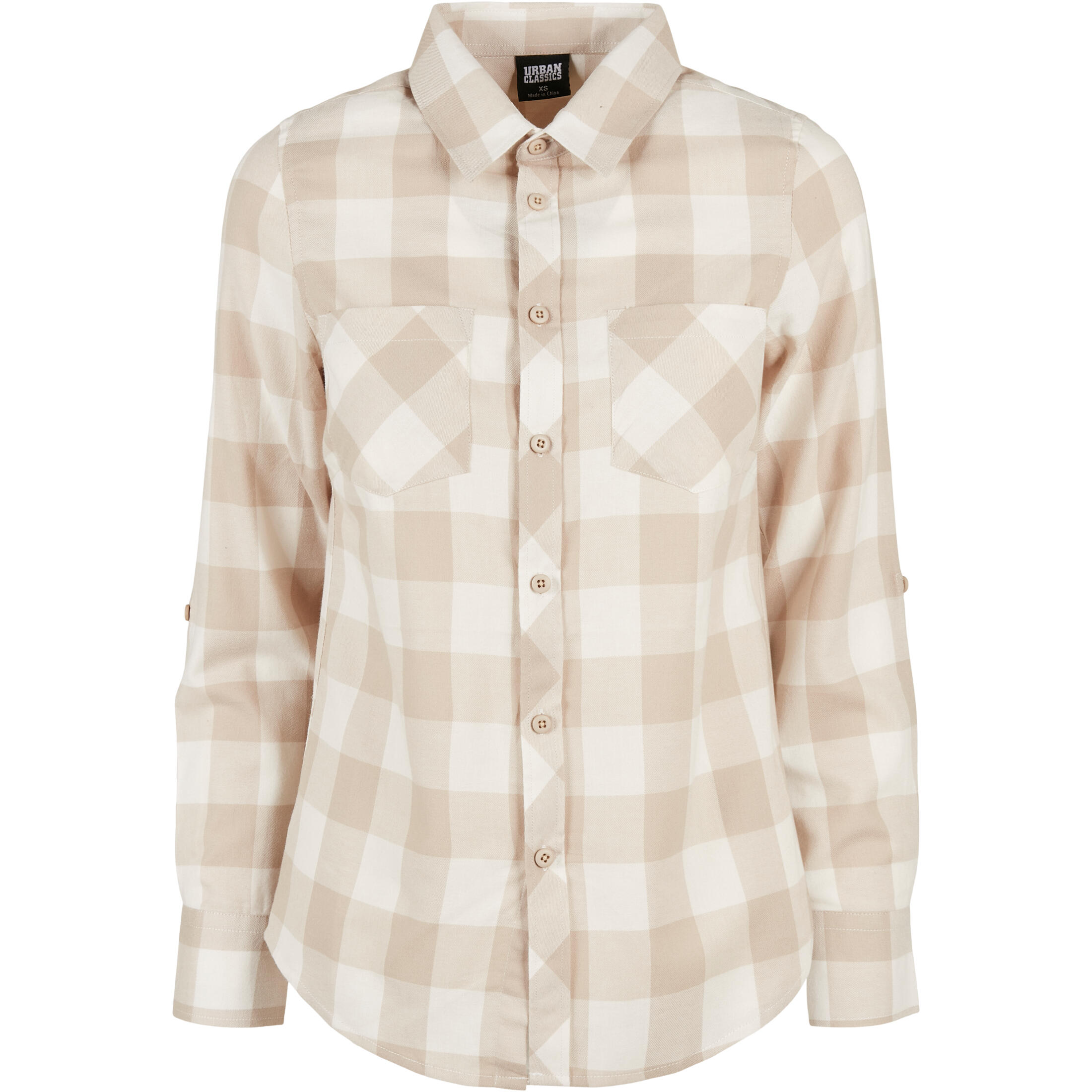 Urban Classics - Chemise En Flanelle À Carreaux Femme Urban Classics Turnup - Chemise Manches Longues - Blanc - Decathlon