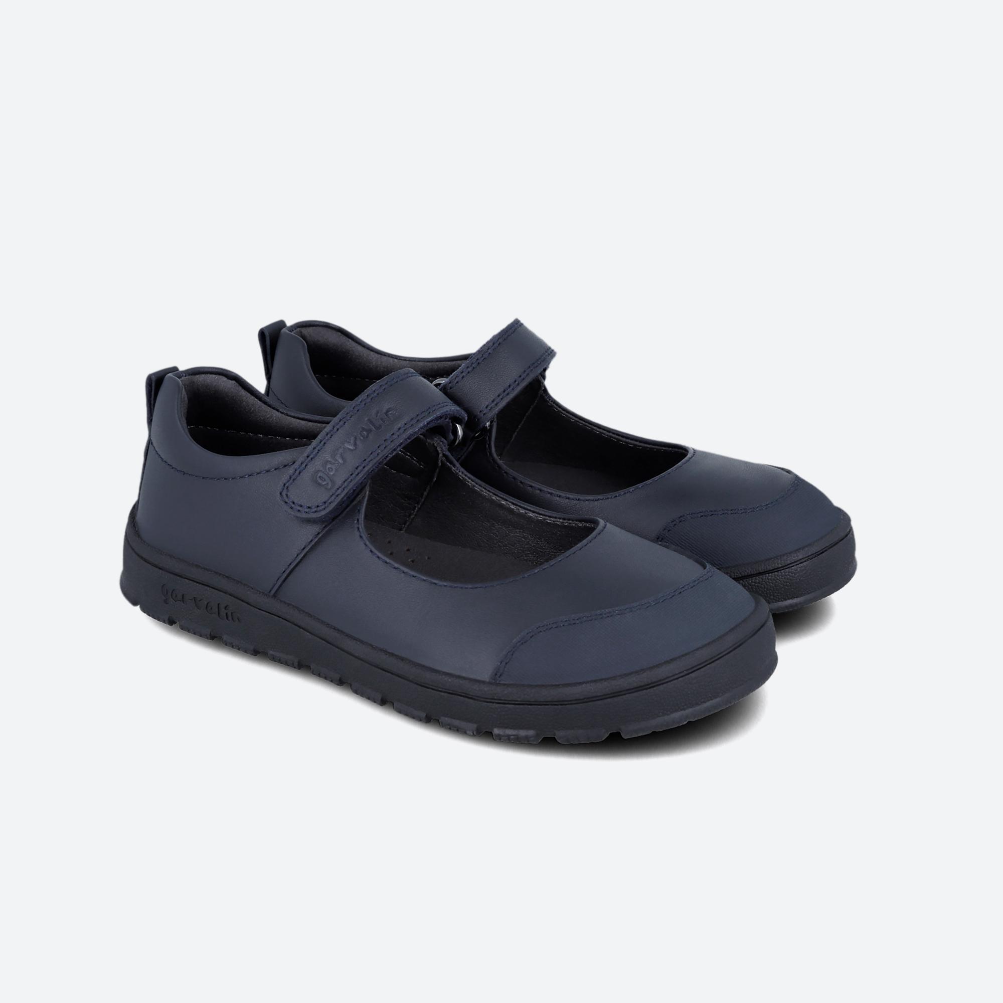 Mary Janes Escolares Barefoot Menina Garvalín 251506B Azul Marinho Fecho Adesivo 2/7