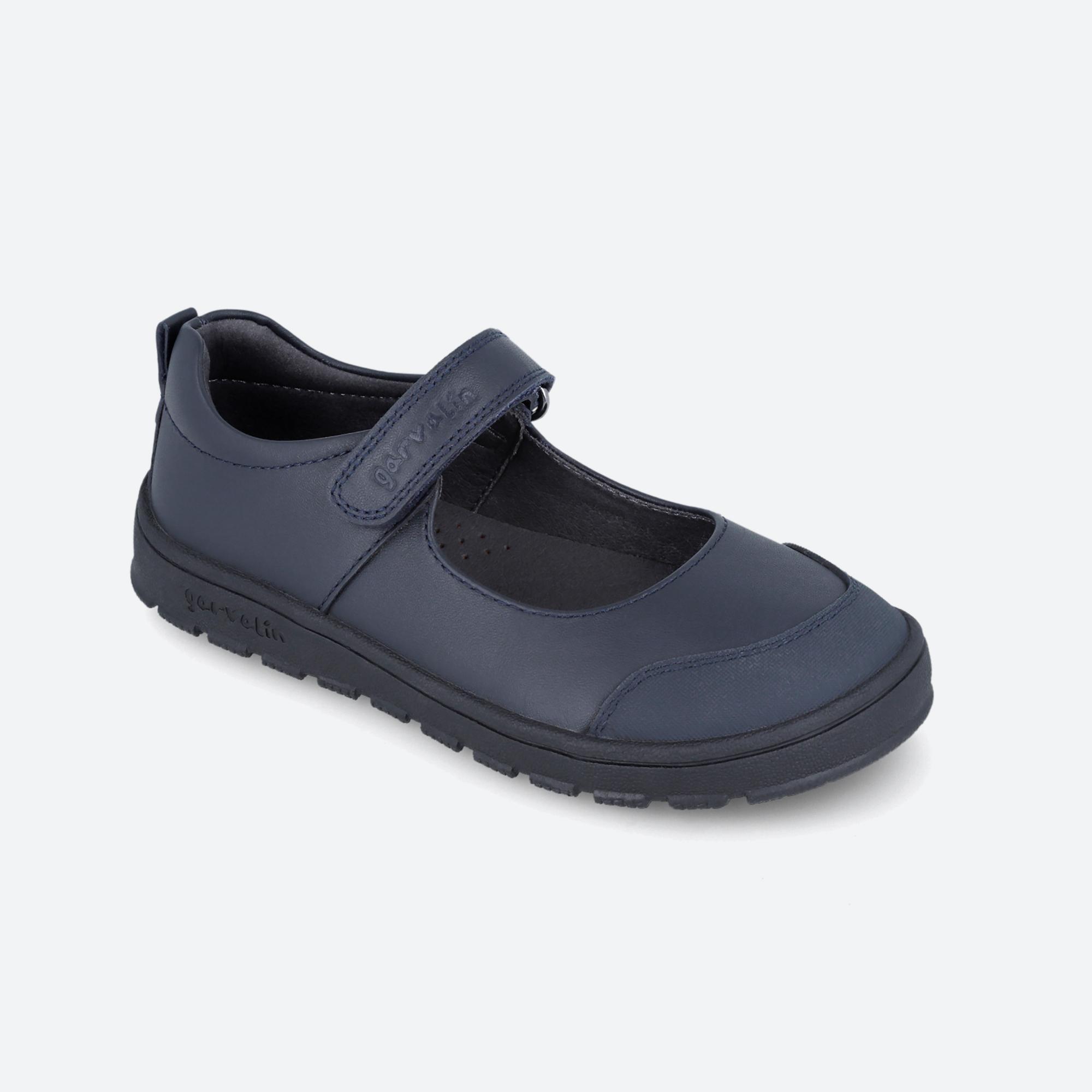 Mary Janes Escolares Barefoot Menina Garvalín 251506B Azul Marinho Fecho Adesivo 4/7