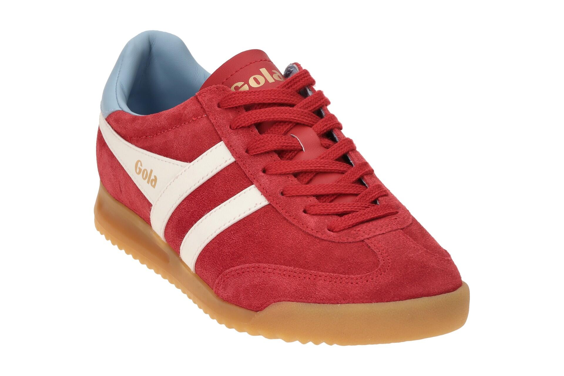 Gola Torpedo Damen Sneakers Schuhe rot weiß Velour CLB761 3/7