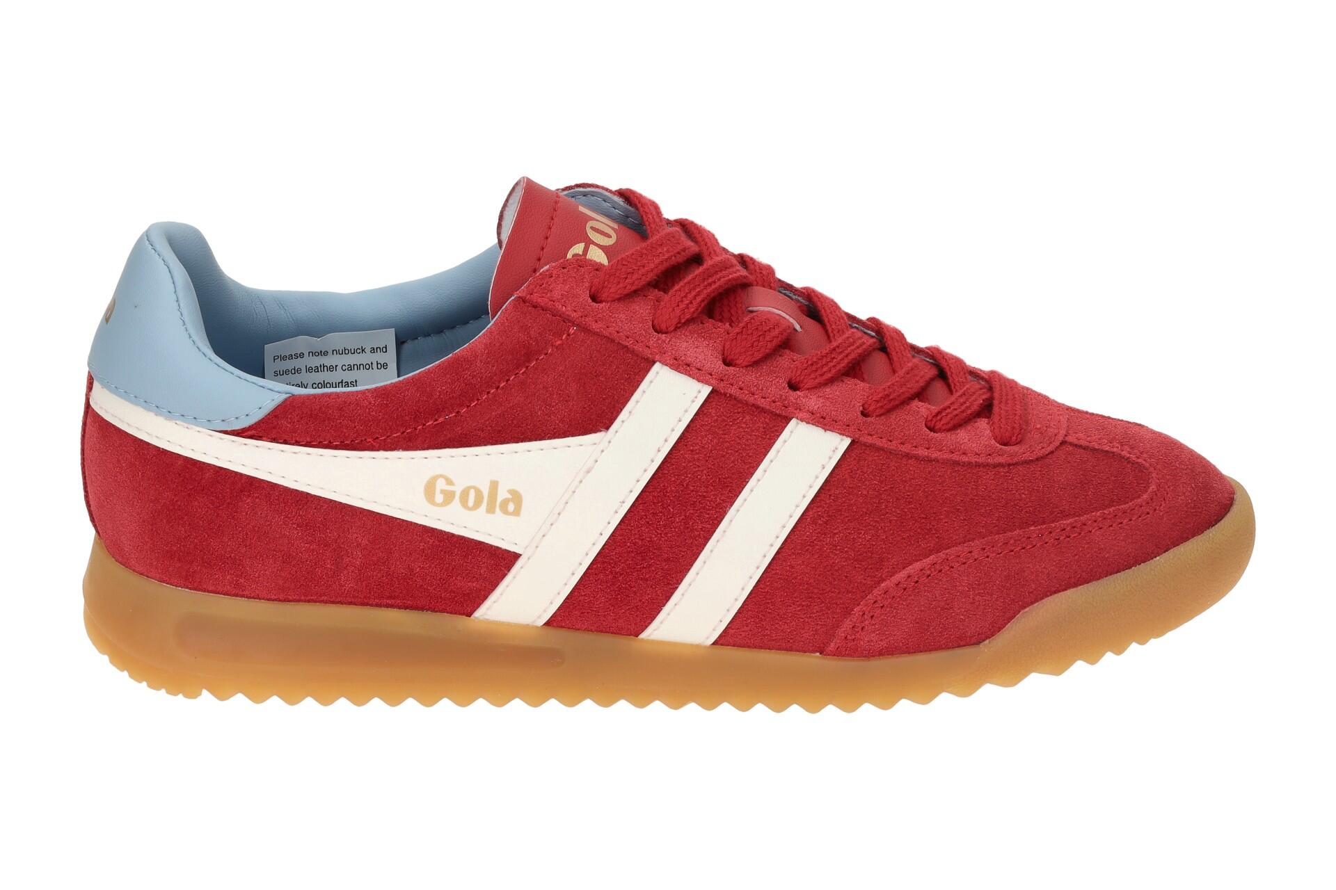 Gola Torpedo Damen Sneakers Schuhe rot weiß Velour CLB761 2/7