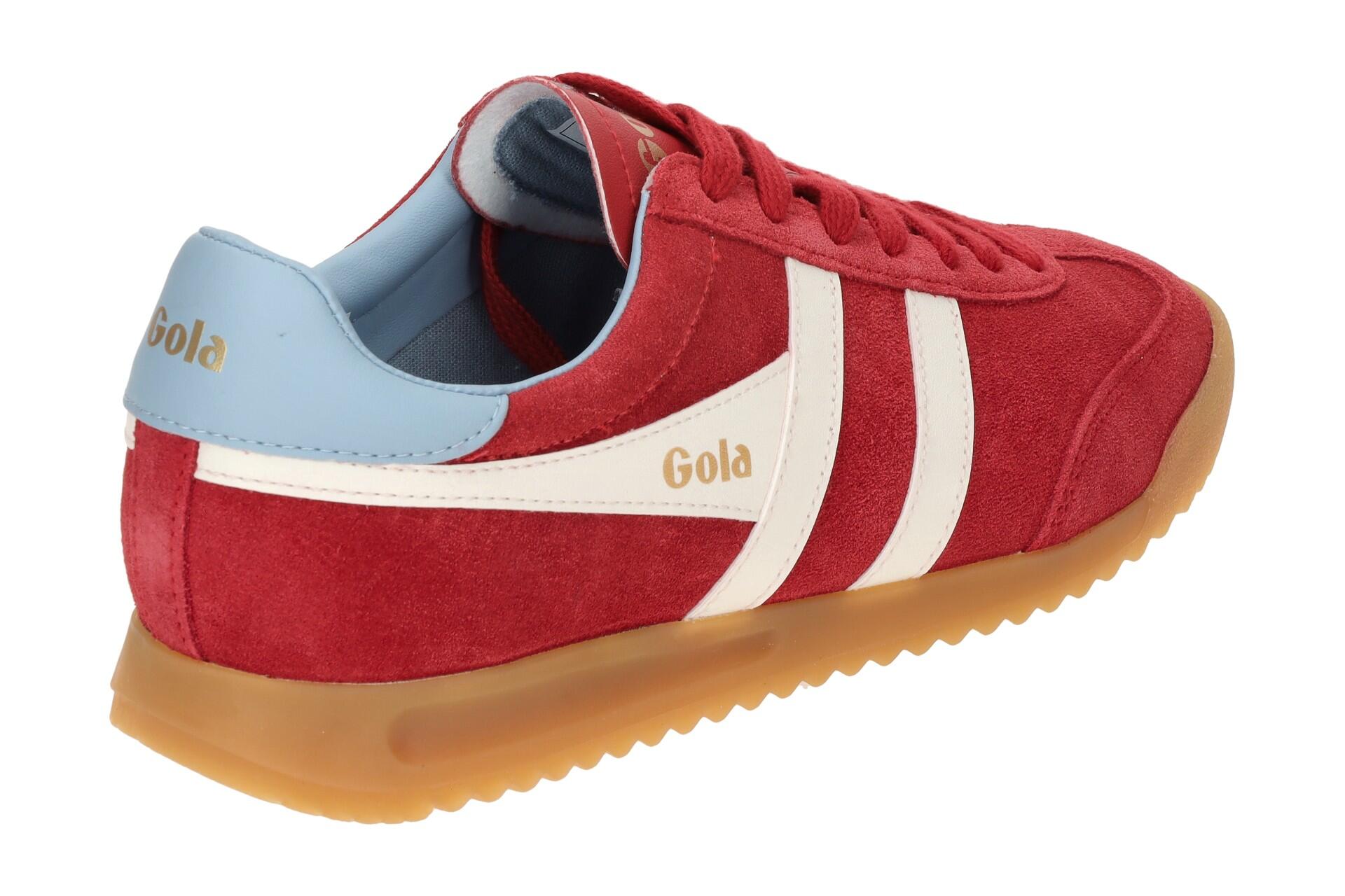 Gola Torpedo Damen Sneakers Schuhe rot weiß Velour CLB761 4/7