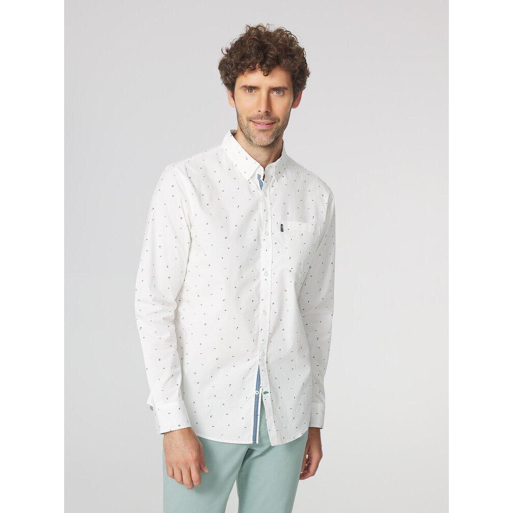 Chemise coton homme cintrée unie blanche Union Jack