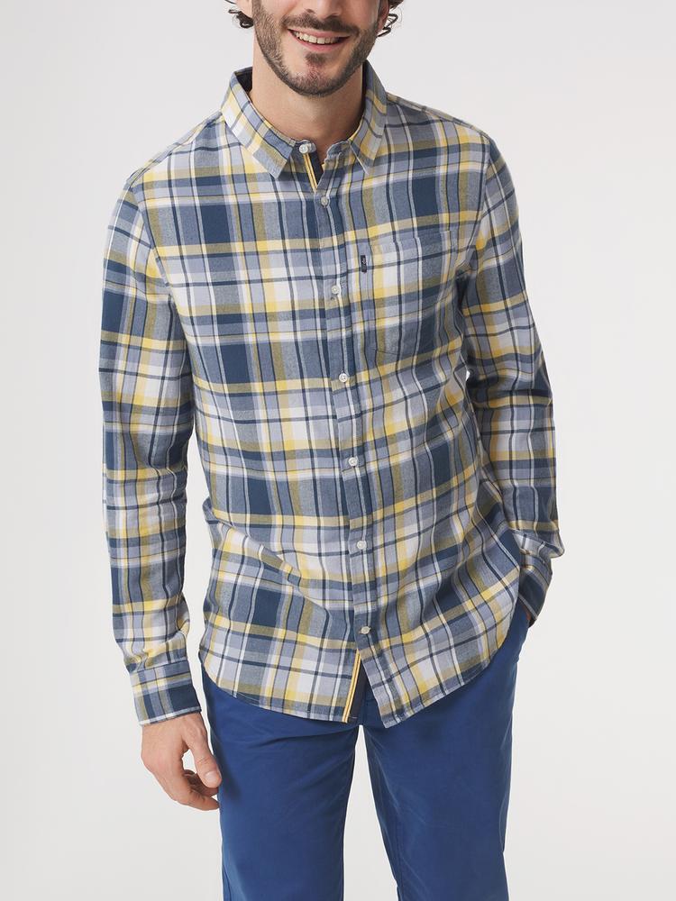Camisa a cuadros azul/amarilla para hombre TBS SULKYCHE 3/5