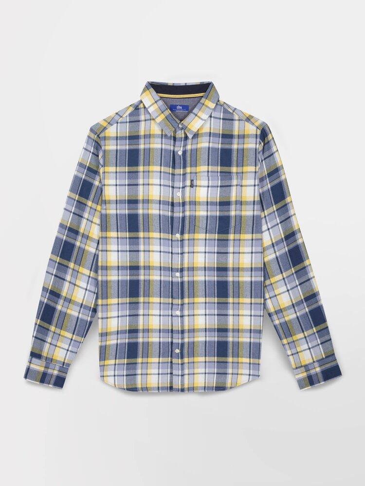 Camisa a cuadros azul/amarilla para hombre TBS SULKYCHE 2/5