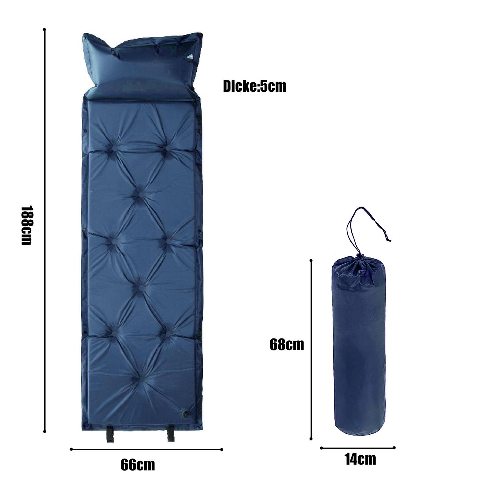 Isomatte Selbstaufblasend Matte mit Kopfkissen 188 cm x 66 cm x 5 cm 2/6