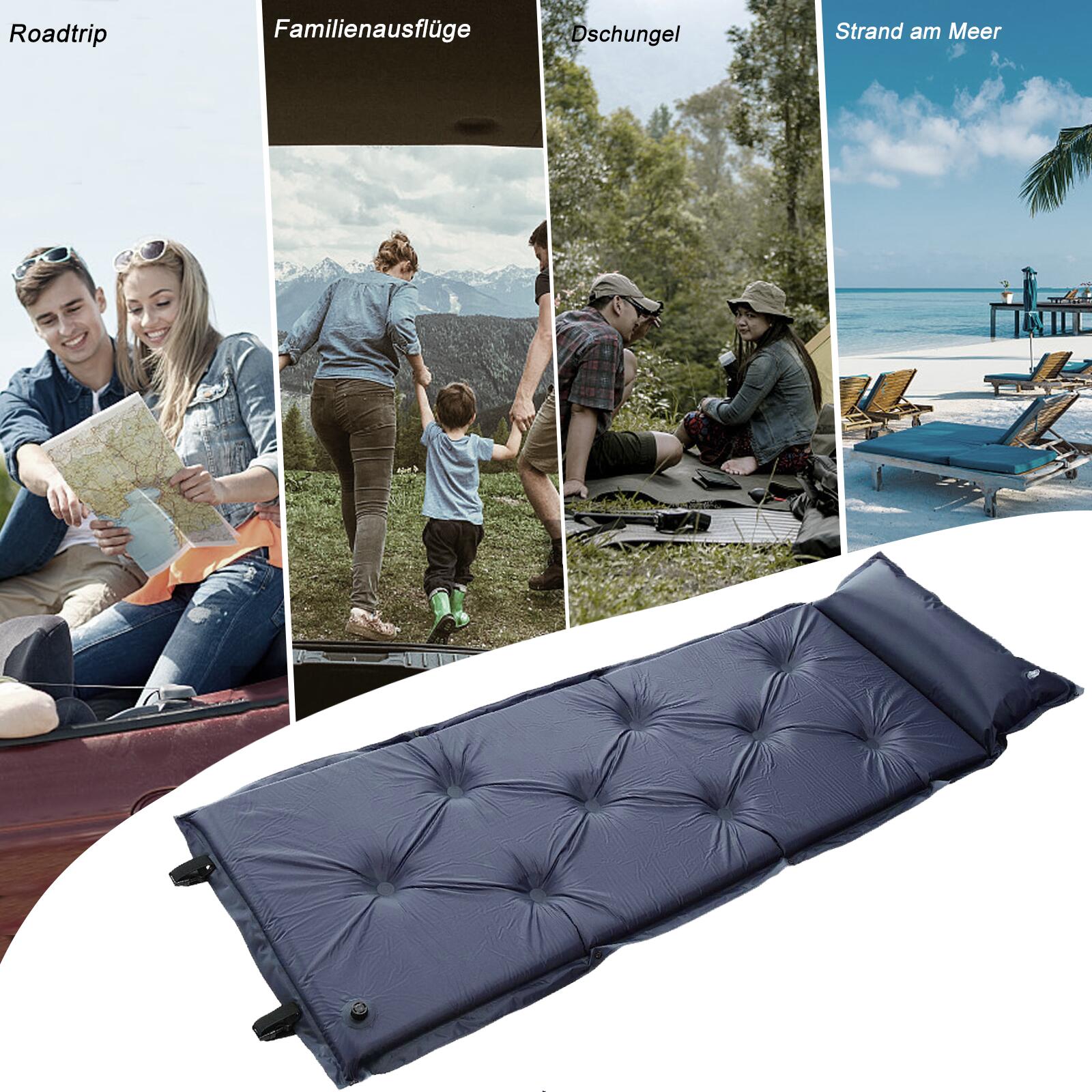 Isomatte Selbstaufblasend 13cm Verdickt Mit Kopfkissen & Fupumpe  Camping  Luftmatratze 195x66cm Bis 260kg