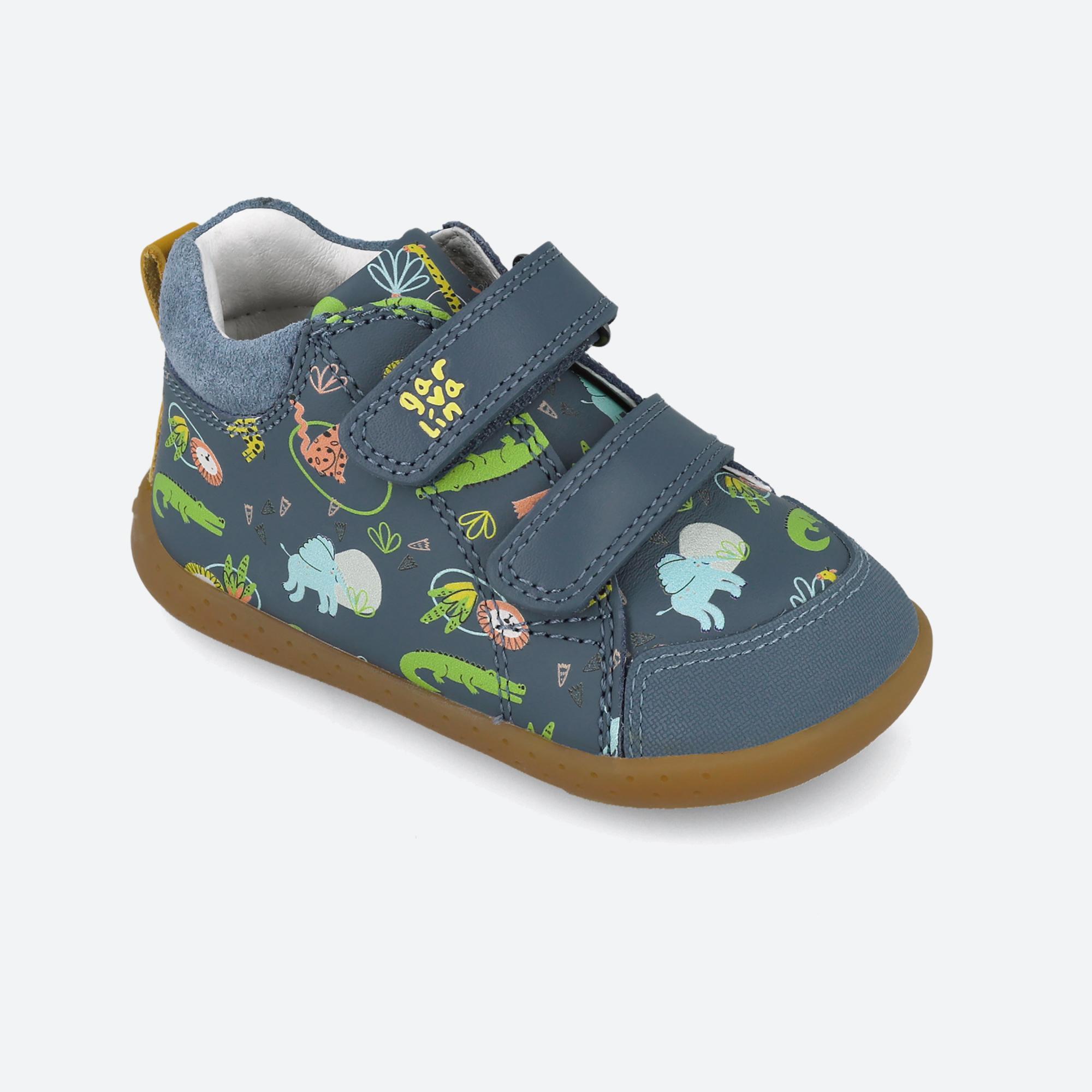 Botins Barefoot Menino Garvalín 251312A Azuis Fecho Adesivo 4/7