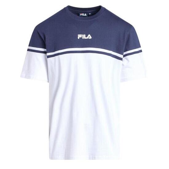 Camiseta Fila Blanca y Azul Marino Estampada para Hombre