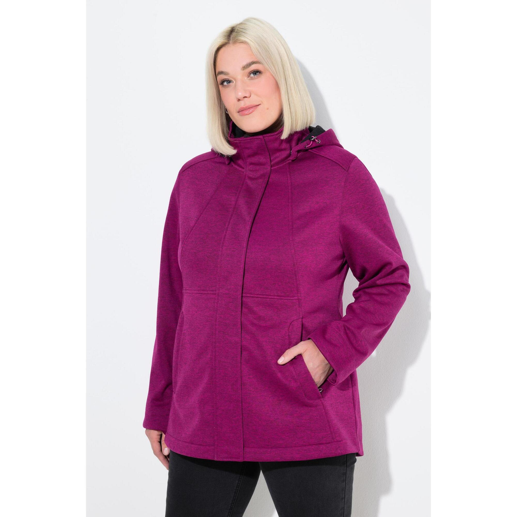 Ulla Popken - Femme Veste Technique Hyprar À Capuche Tissu Softshell Imperméable - Softshell - Rose|violet - Decathlon