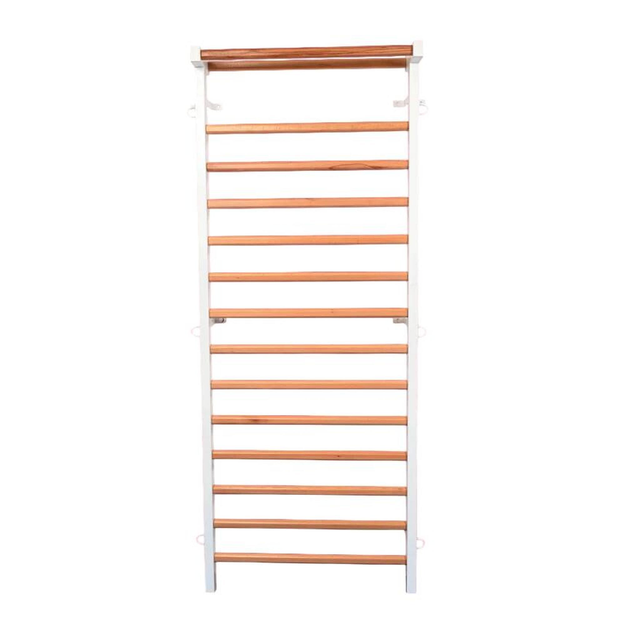 Spalier pentru Gimnastica Metal - Lemn, lacuit, 15 bare din fag, Laterale albe d