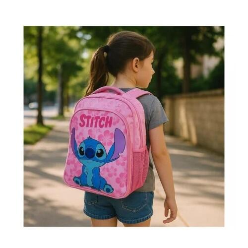 Rucsac, 42x30x17 cm, cu trei compartimente si doua buzunare laterale, Stitch