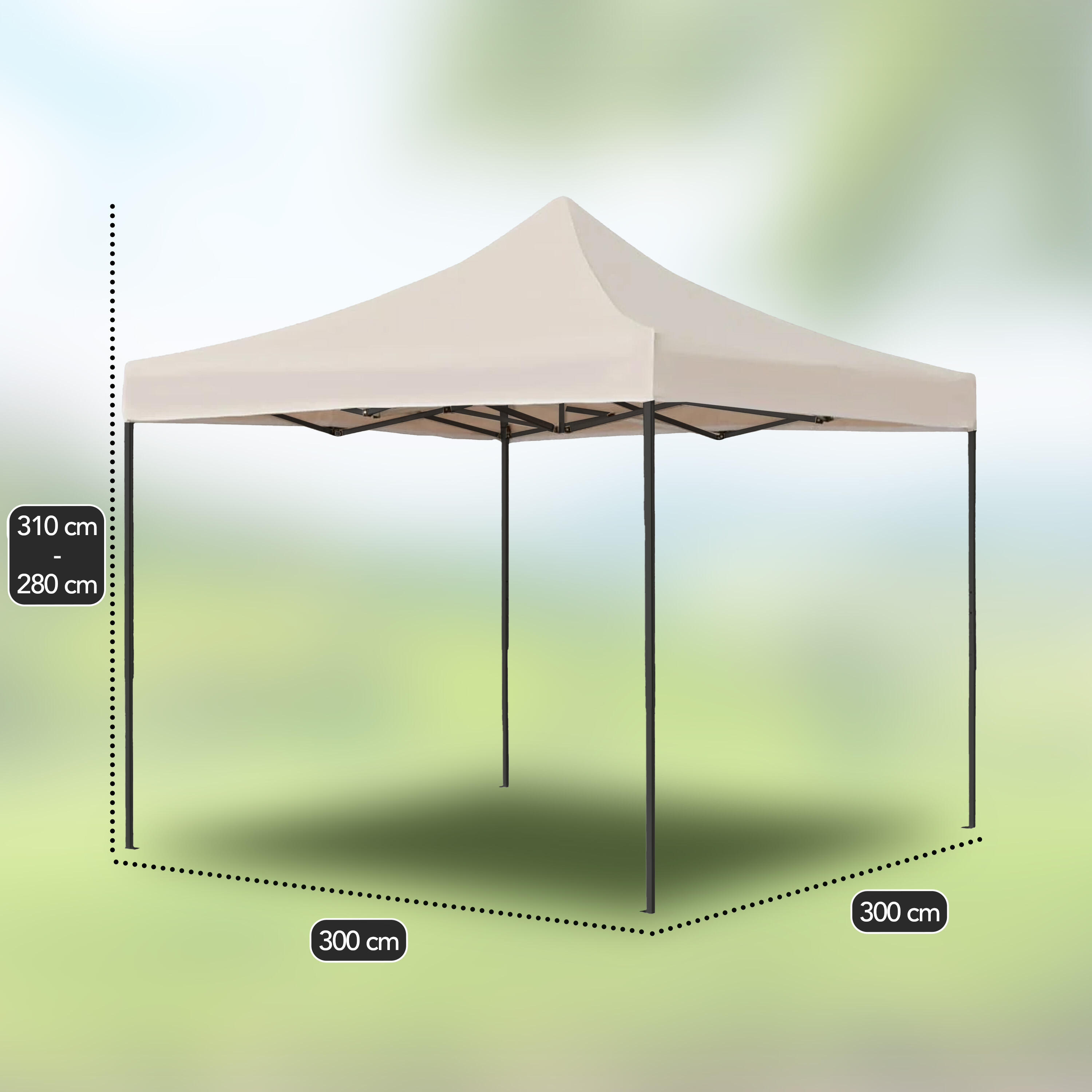 Partyzelt 3x3m - Easy Up - Wasserdicht - Faltbar - Mit Tasche - Creme 2/7