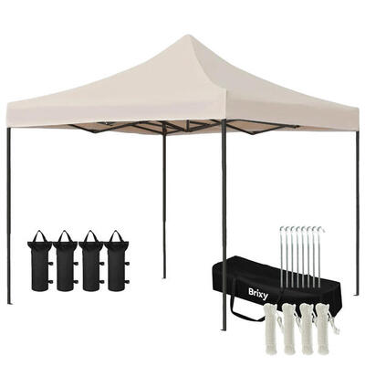 Partytent 3x3m - easy up - opvouwbaar - waterdicht - met tas - crème
