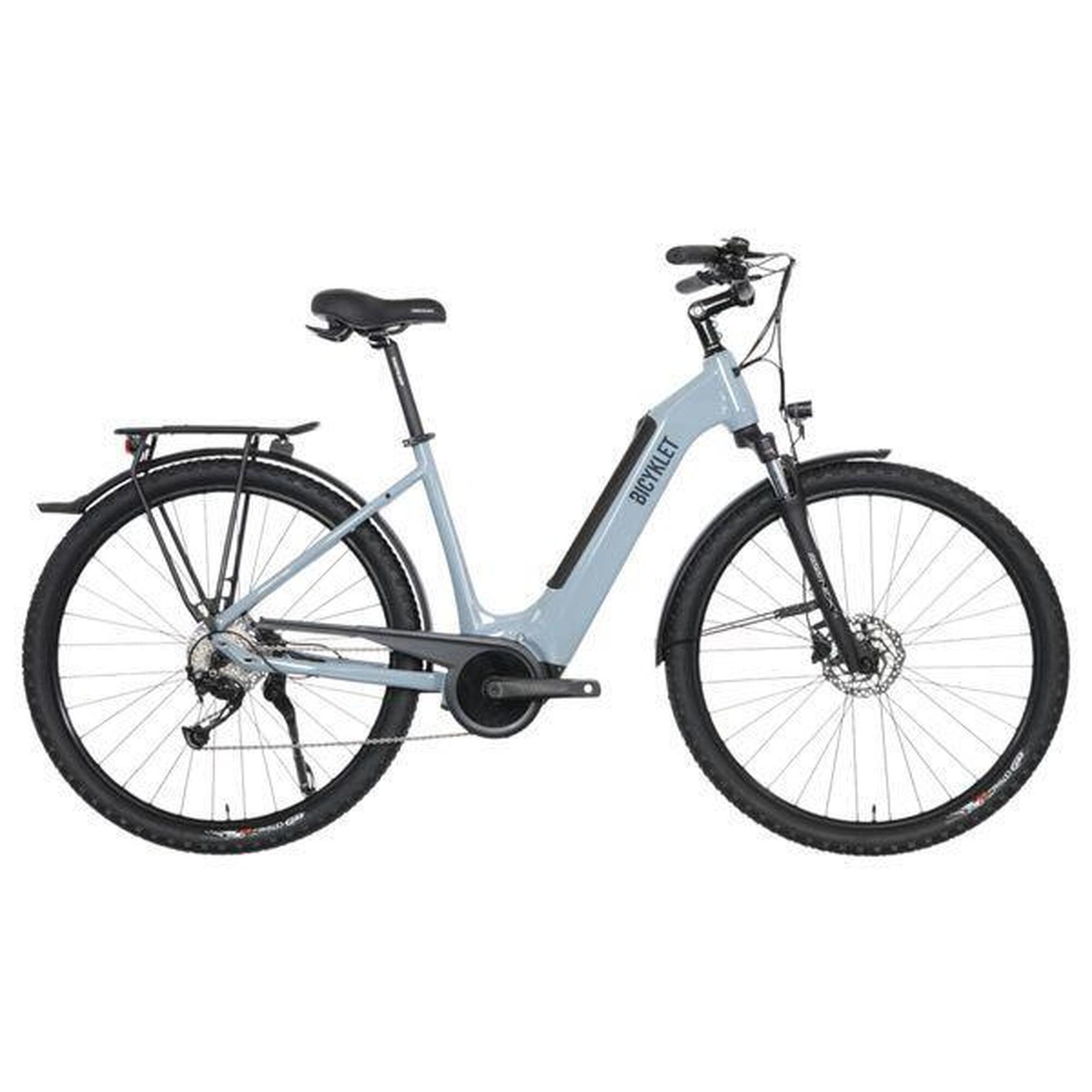 Bicyklet - Vtc Électrique Bicyklet Lucien Shimano Alivio 9v 400 Wh 29'' Bleu Givré - Vélo Ville - Bleu - 48 Cm - Decathlon