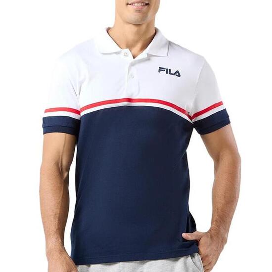 Polo Fila Primo da uomo bianco e blu navy
