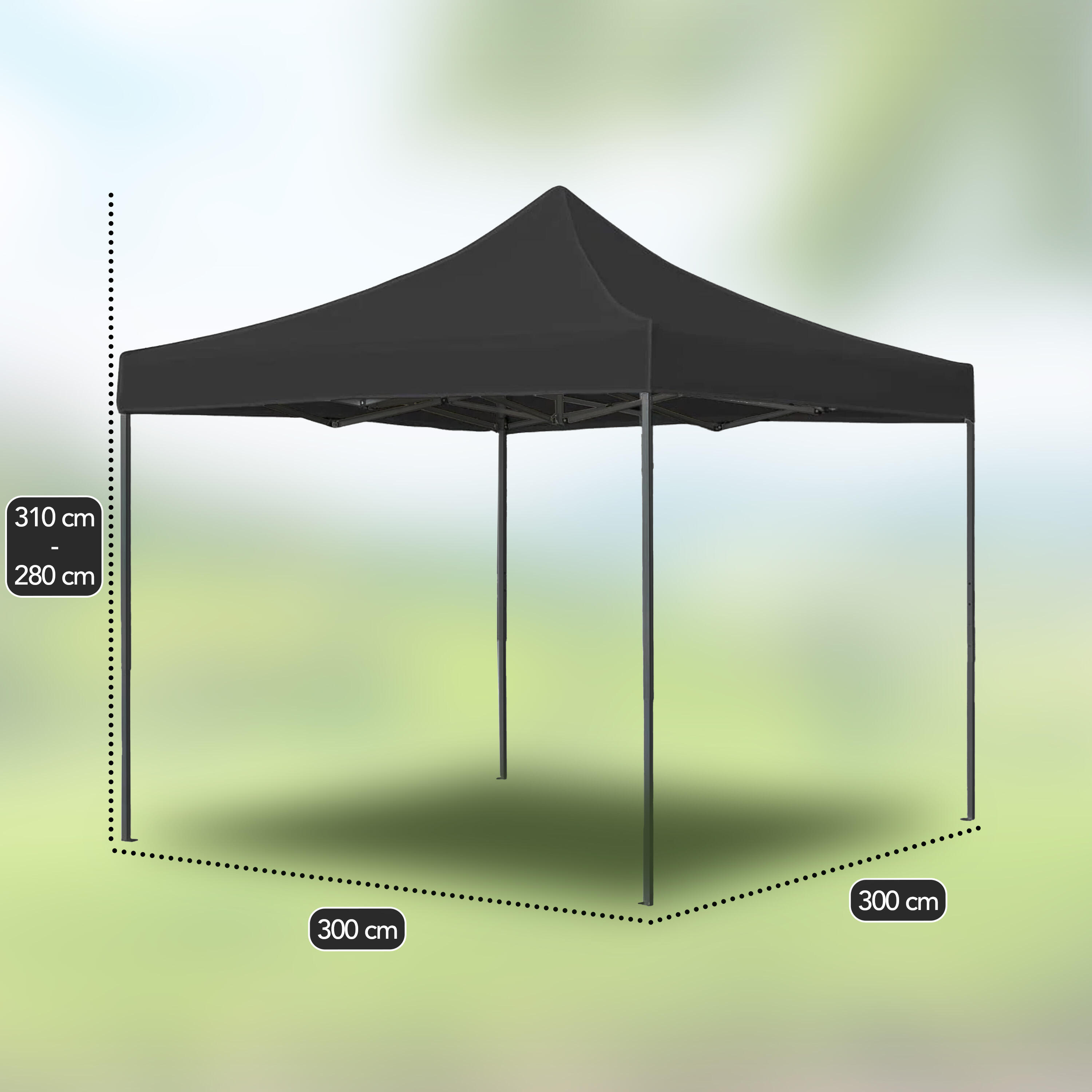 Partytent 3x3m - Opvouwbaar - Easy Up - Waterdicht - Met Tas - Zwart 3/7