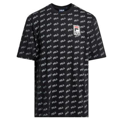 Camiseta Fila Negra de Hombre con Estampado Plano