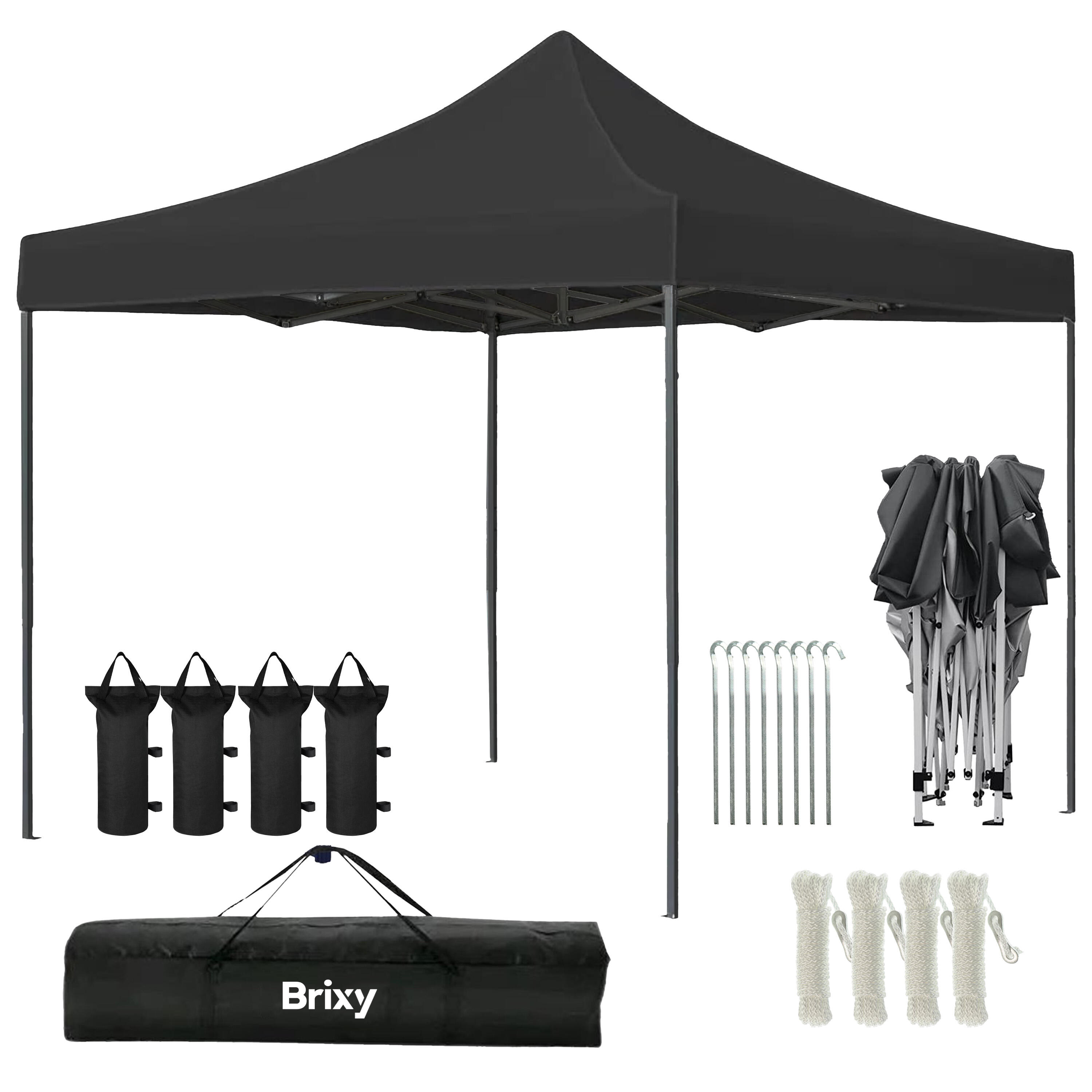 NO BRAND Partytent 3x3m - Opvouwbaar - Easy Up - Waterdicht - Met Tas - Zwart